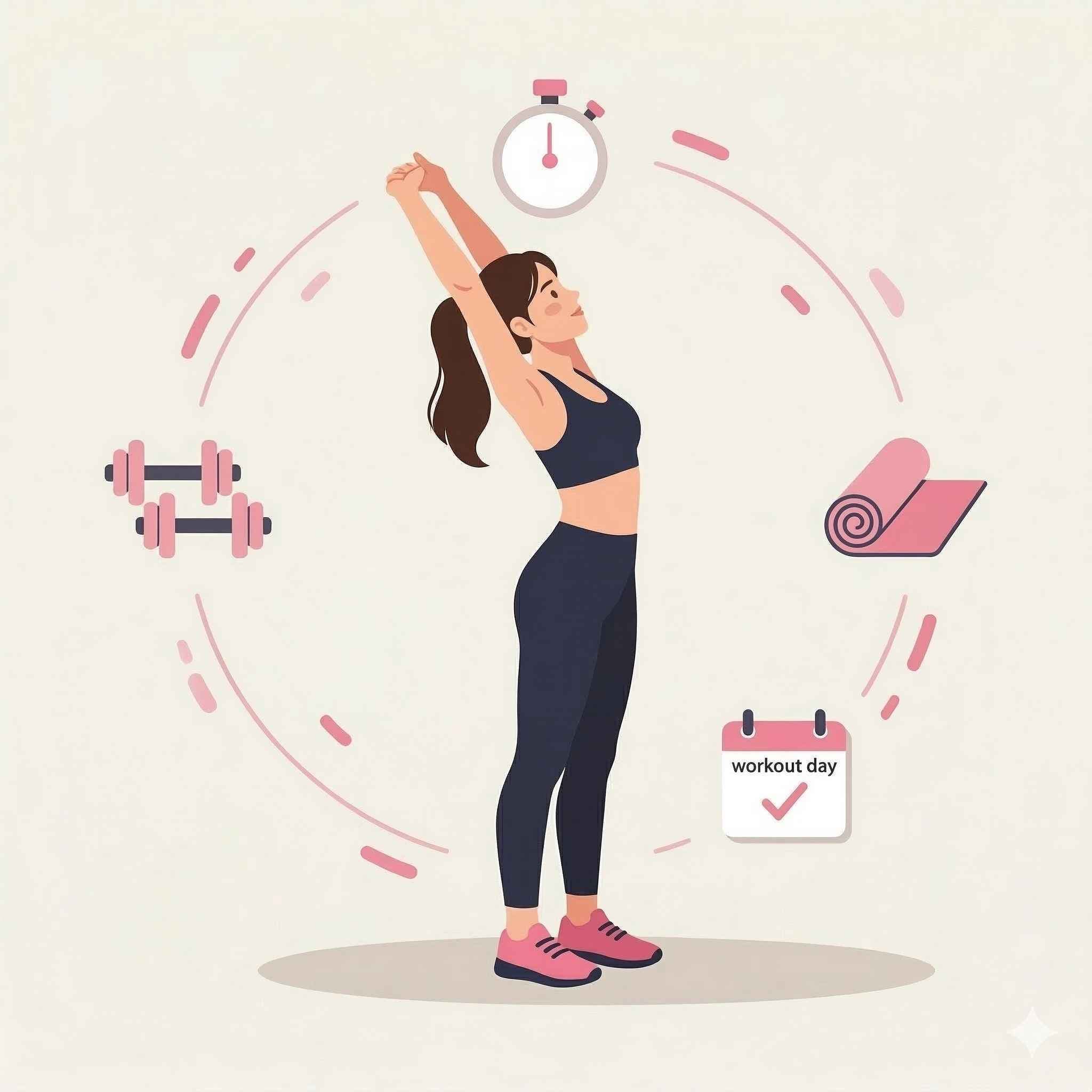 FitHer daily workout routine illustration